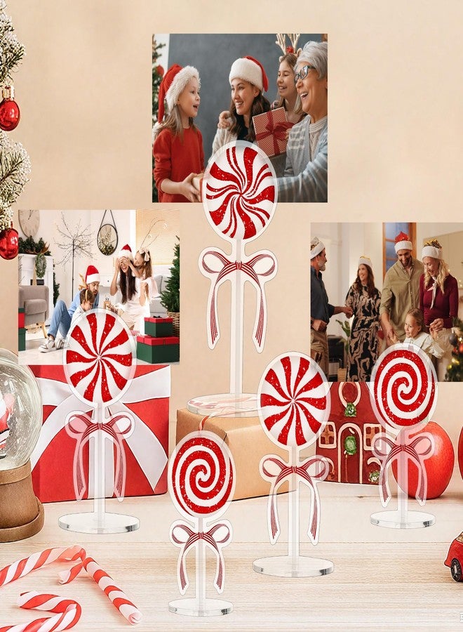 AceOrbit 12 Pcs Christmas Candy Table Decorations Candy Cane Photo Holders Xmas Acrylic Centerpiece Red White Picture Stand Place Card Table Number Holders for Xmas Tiered Tray Home Desk Office Decor - Image 4